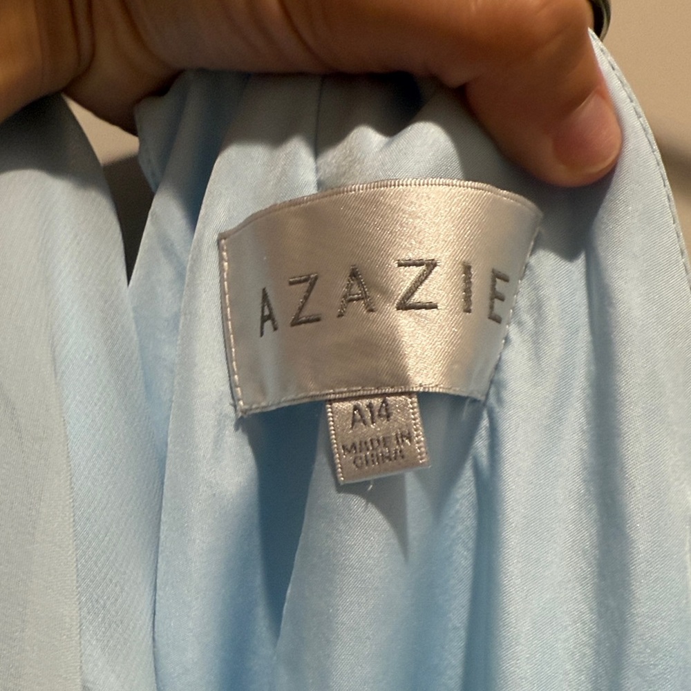 Light Blue Cowl Neck Spaghetti Strap Maxi Dress - Azazie Daenerys Sky Blue - Picture 2 of 3